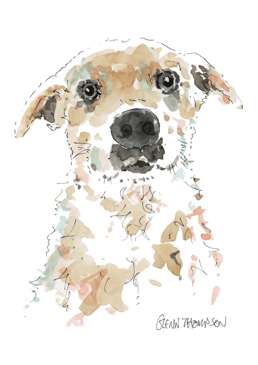 Blonde Labrador Retriever watercolour by Glenn Thompson