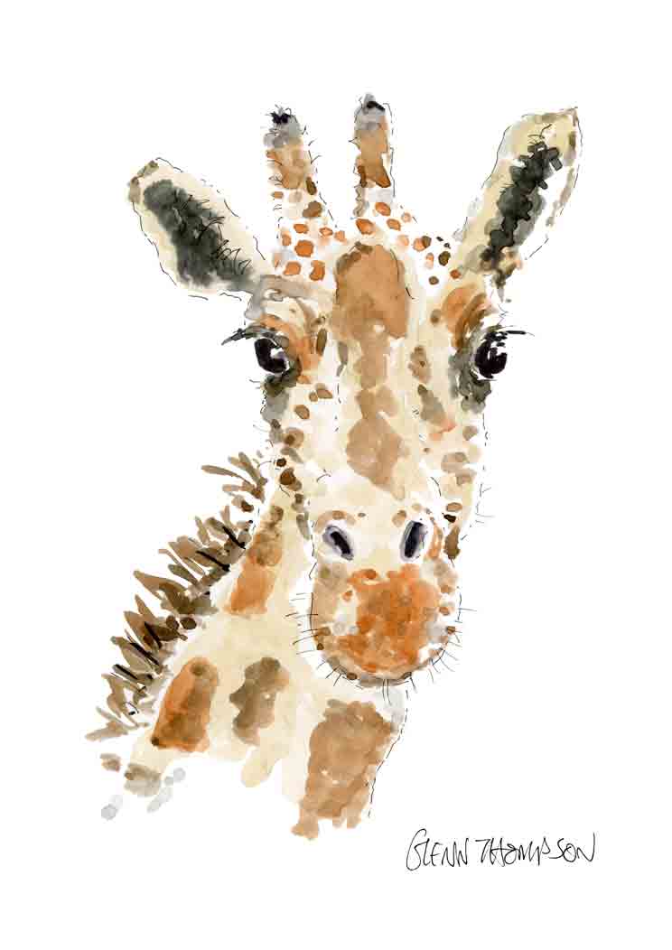 A Giraffe print from Belfast based artist Glenn Thompson